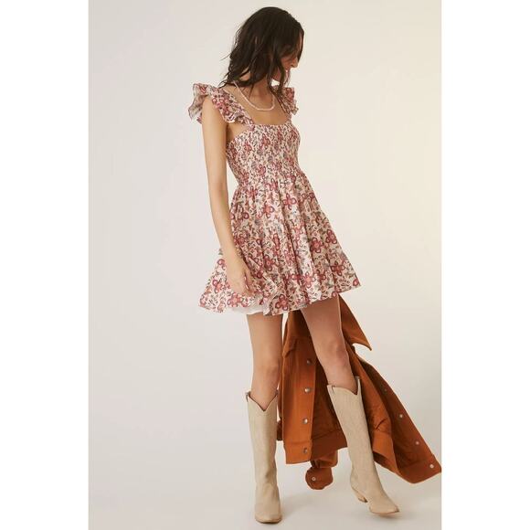 New Anthropologie FOREVER THAT GIRL Floral Sweetheart Mini Dress $148 XS Pink - Picture 1 of 4